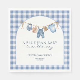 Blauwe Spijker Baby Shower Cowboy Servet