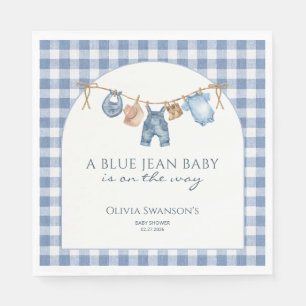 Blauwe Spijker Baby Shower Cowboy Servet