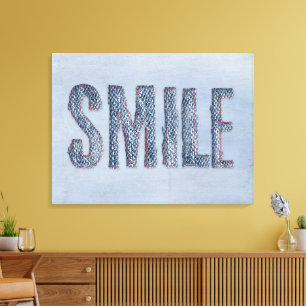 blauwe spijker glimlach canvas afdruk