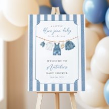 Blauwe spijkerbaby baby shower welkomstbord