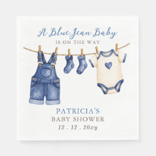 Blauwe Spijkerbaby Is Op Weg Jongens Baby Shower Servet