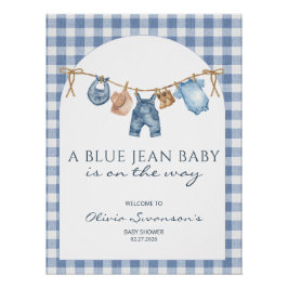 Blauwe spijkerbaby shower banner cowboy perfect poster