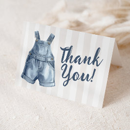 Blauwe spijkerbaby shower lege bedankkaart
