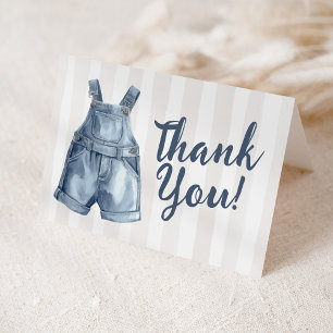 Blauwe spijkerbaby shower lege bedankkaart