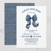 Blauwe spijkerbaby shower uitnodiging (Voorkant / Achterkant)