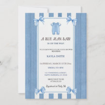 Blauwe spijkerbaby shower uitnodiging | Denim baby