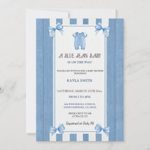 Blauwe spijkerbaby shower uitnodiging Denim baby