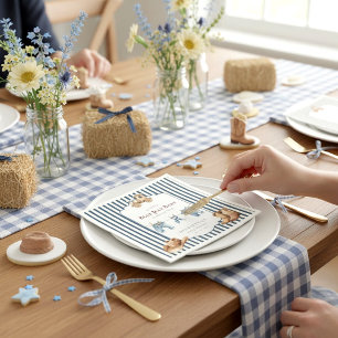 Blauwe spijkerbaby western cowboy baby shower servet