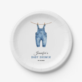 Blauwe Spijkerbabyfeest - Denim Thema Papieren Bordje