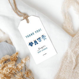 Blauwe Spijkerbabyfeest - Denimthema Cadeaulabel