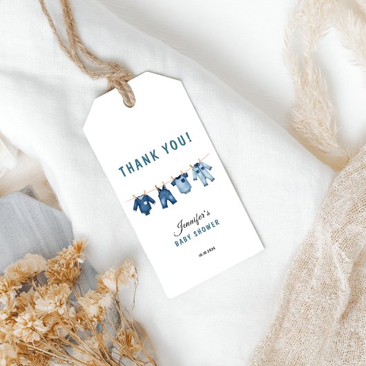 Blauwe Spijkerbabyfeest - Denimthema Cadeaulabel