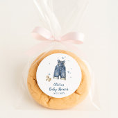 Blauwe spijkerbabyfeest ronde sticker
