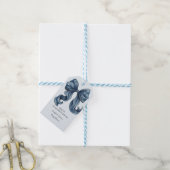 Blauwe spijkerboog babyshower cadeaulabel (Met Touw)