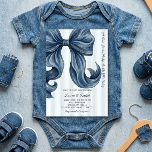 Blauwe spijkerbroek baby shower kaart