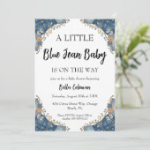 blauwe spijkerbroek baby shower uitnodigingen (Staand voorkant)