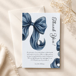 Blauwe spijkerbroek boog baby shower bedankkaart