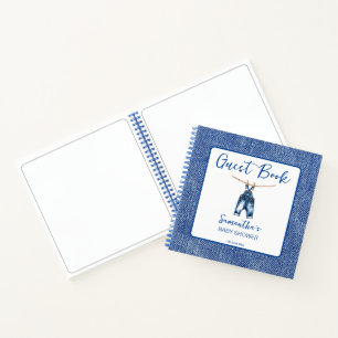 Blauwe spijkerbroek Het is een jongens babyshower Notitieboek