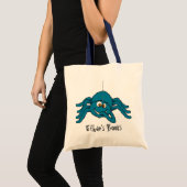 Blauwe spin kinder met de naam id library canvas t tote bag (Voorkant (product))