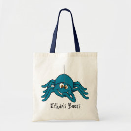 Blauwe spin kinder met de naam id library canvas t tote bag