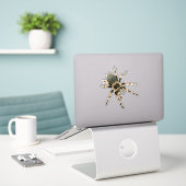 Blauwe spin sticker (Laptop op bureau)