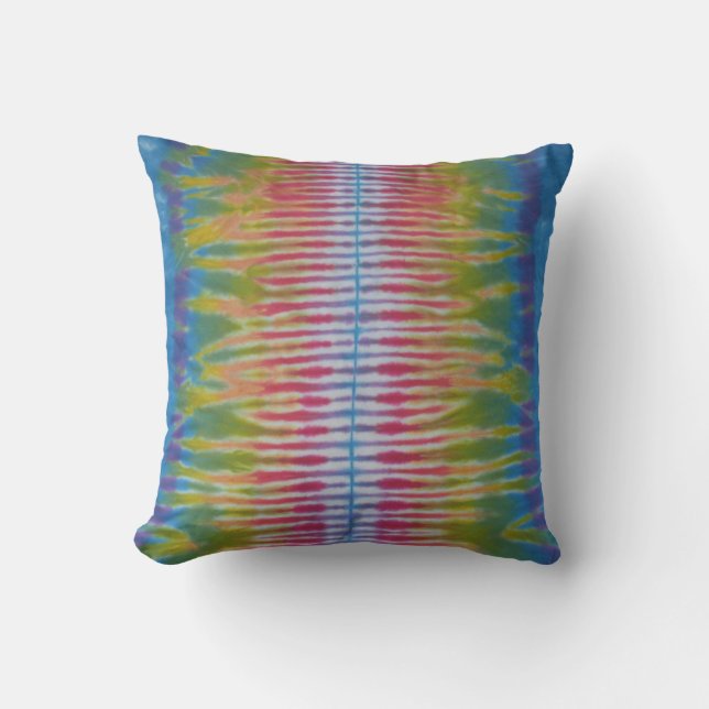 Blauwe Spine Tie Dye American MoJo Kussen (Voorkant)