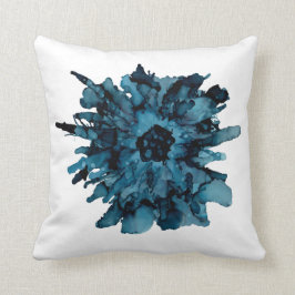 ! Blauwe spinmum Floral hand geschilderd Kussen