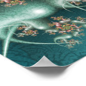 Blauwe Spiraal Fractal Poster (Hoek)