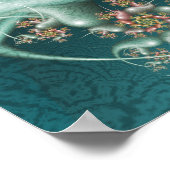 Blauwe Spiraal Fractal Poster (Hoek)