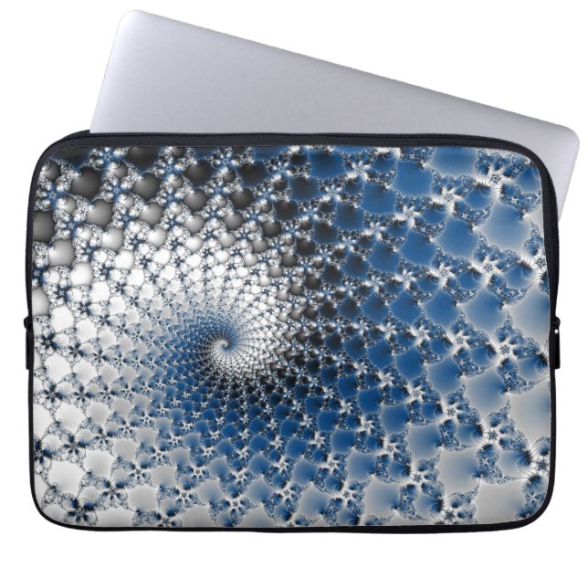 Blauwe spiraal laptop sleeve (Voorkant)