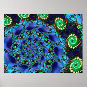 Blauwe Spiraal Poster
