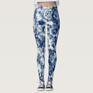 Blauwe spiraal tie-dye leggings