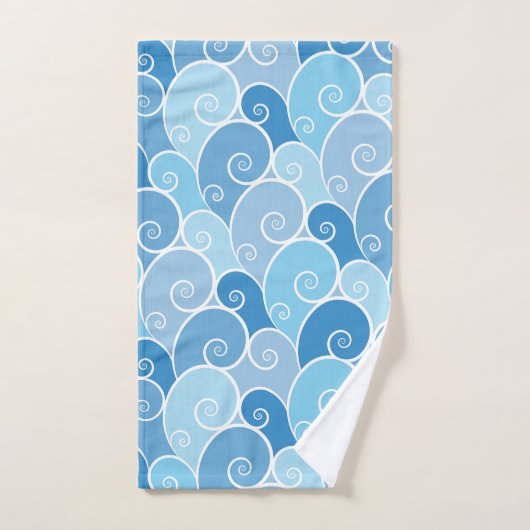 Blauwe spiraalgolven bad handdoek (Handdoek)