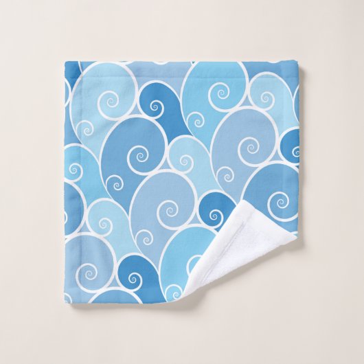 Blauwe spiraalgolven bad handdoek (Wasdoekje)
