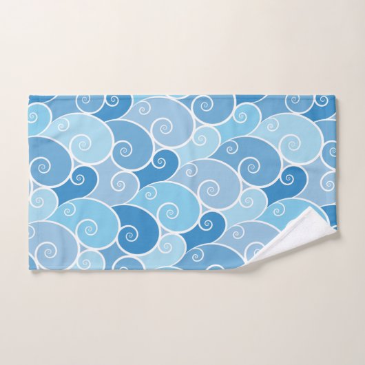 Blauwe spiraalgolven bad handdoek (Handdoek)