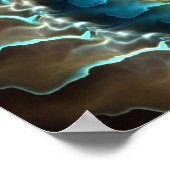 blauwe spiraalvormige abstracte ontwerpfractal poster (Hoek)