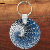 Blauwe spiraalvormige Button Sleutelhanger (Voorkant)