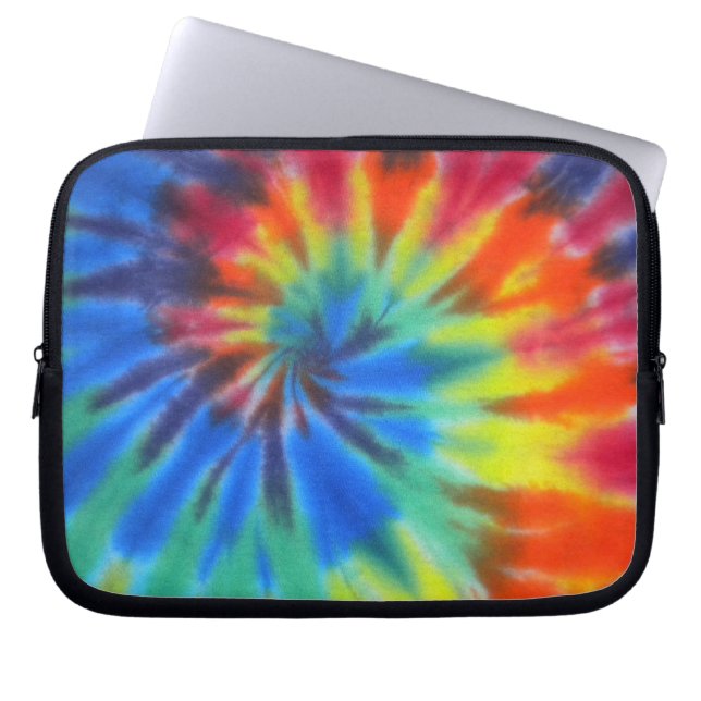 Blauwe spiraalvormige Stropdas-kleurstof Laptop Sleeve (Voorkant)