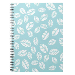 Blauwe spiral notebook met bladeren notitieboek