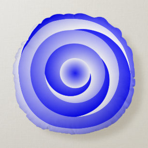 Blauwe spirale illusie door Kenneth Yoncich Rond Kussen