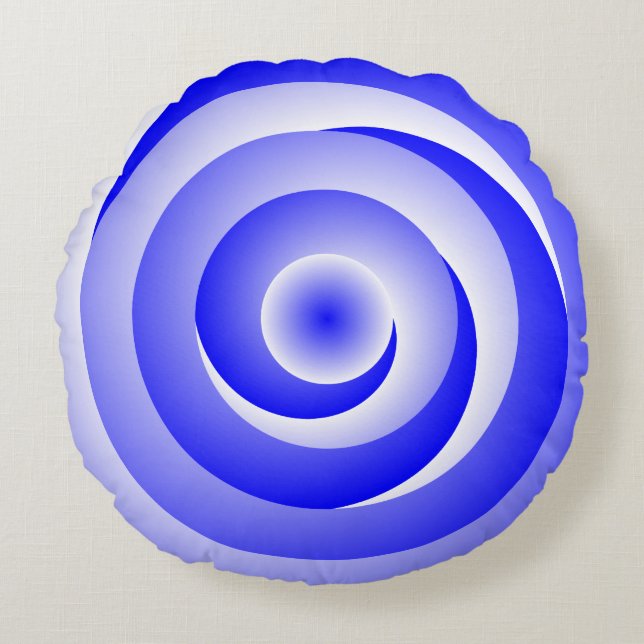 Blauwe spirale illusie door Kenneth Yoncich Rond Kussen (Voorkant)