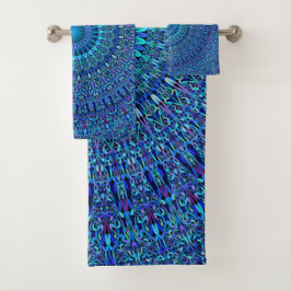 Blauwe Spirituele ventilator tuin Mandala Bad Handdoek