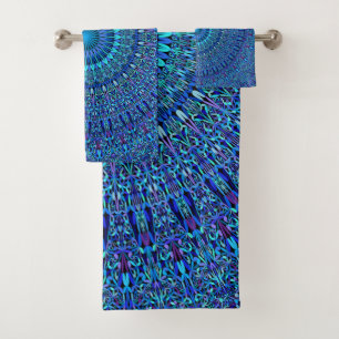 Blauwe Spirituele ventilator tuin Mandala Bad Handdoek