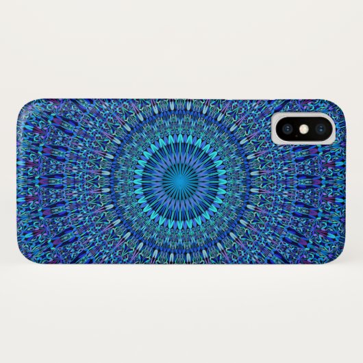 Blauwe Spirituele ventilator tuin Mandala Case-Mate iPhone Case (Achterkant (horizontaal))