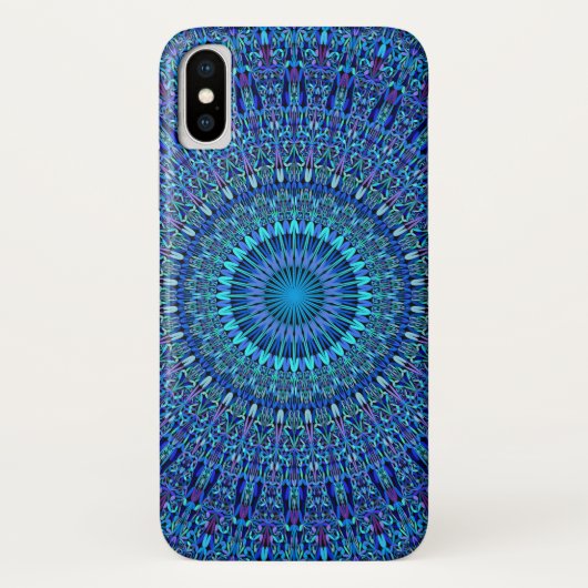 Blauwe Spirituele ventilator tuin Mandala Case-Mate iPhone Case (Achterkant)
