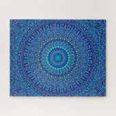 Blauwe Spirituele ventilator tuin Mandala Legpuzzel (Horizontaal)