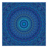 Blauwe Spirituele ventilator tuin Mandala Perfect Poster (Voorkant)
