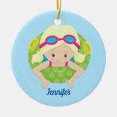 Blauwe spoel voor snuitdoekjes voor blinden keramisch ornament (Voorkant)