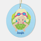 Blauwe spoel voor snuitdoekjes voor blinden keramisch ornament (Links)