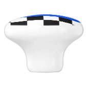 Blauwe sporenauto monogram vlag grafische debetkno keramische knop (Zijkant)