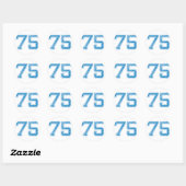 Blauwe Sport Jerzee nummer 75 Ronde Sticker (Vel)